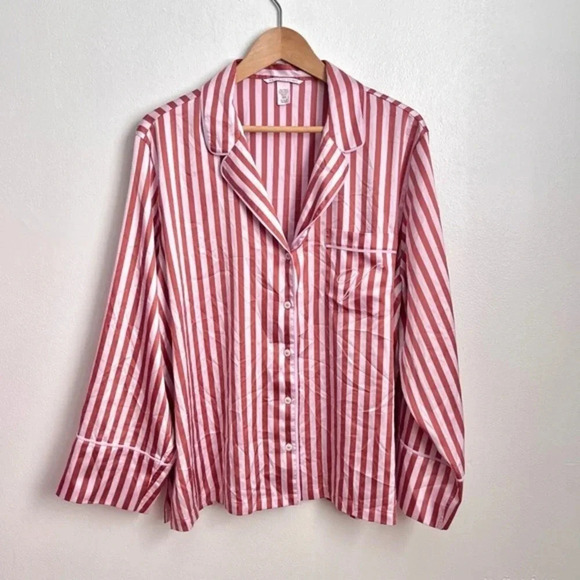 Tops - Victoria’s Secret Satin Like Stripped‎ Button Down Shirt